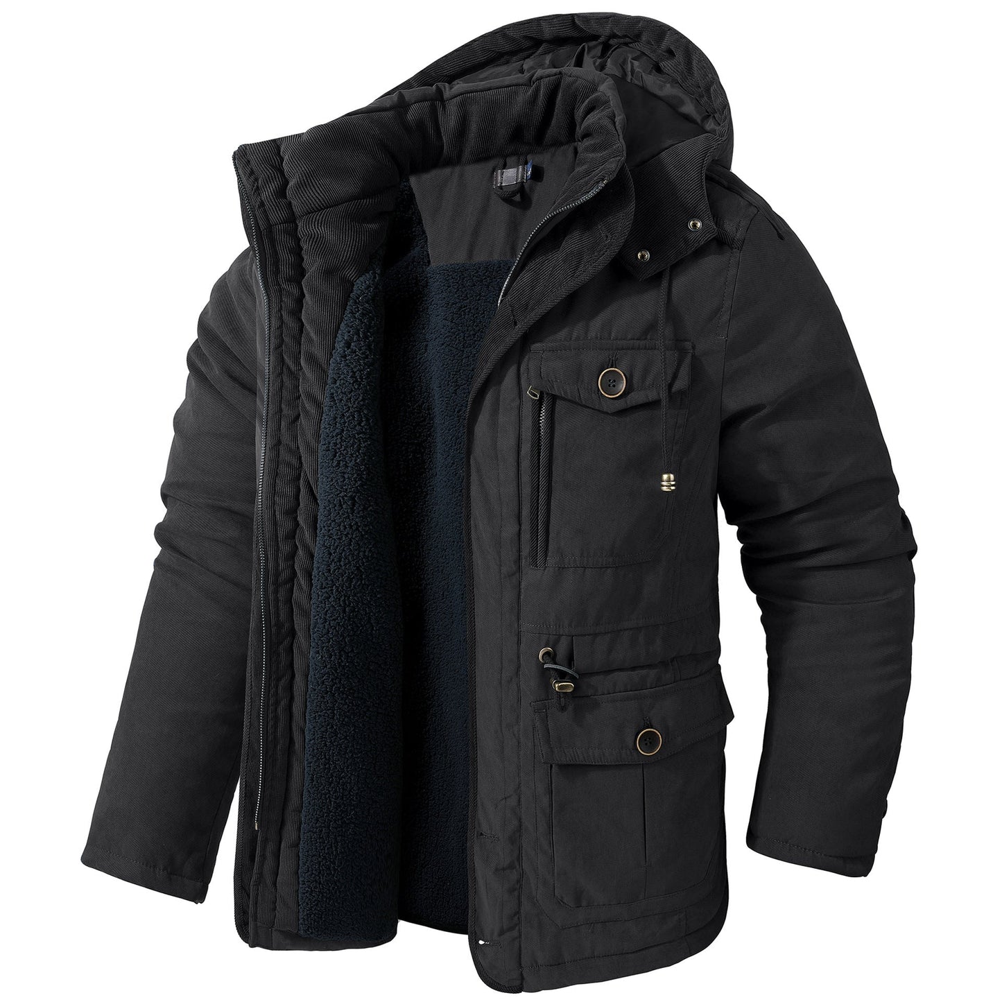 Dario – Herren Winterjacke mit Teddyfutter und Kapuze
