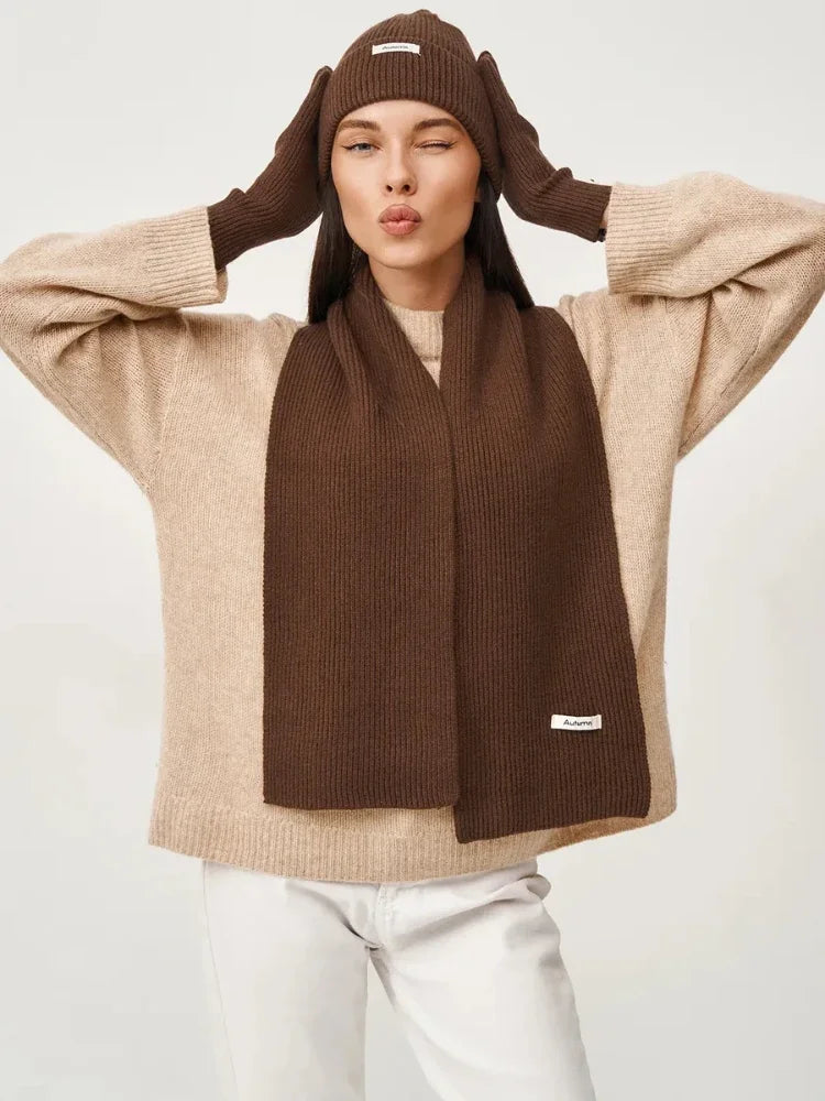 Aitana – Winterliches Damen Accessoire-Set mit Mütze, Schal und Handschuhen