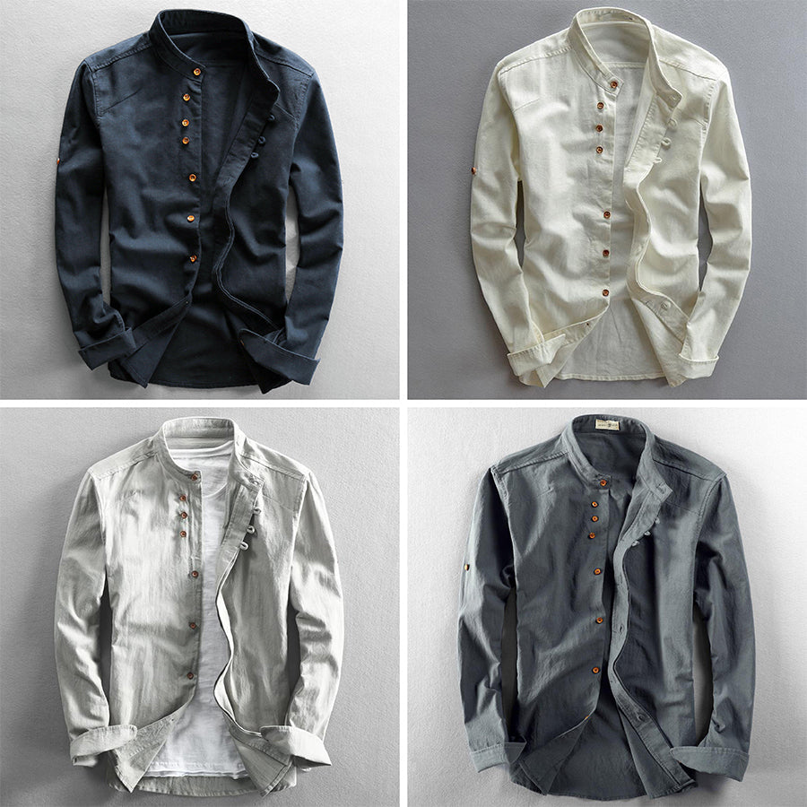 Álex – Modernes strukturiertes Herren Stehkragenhemd