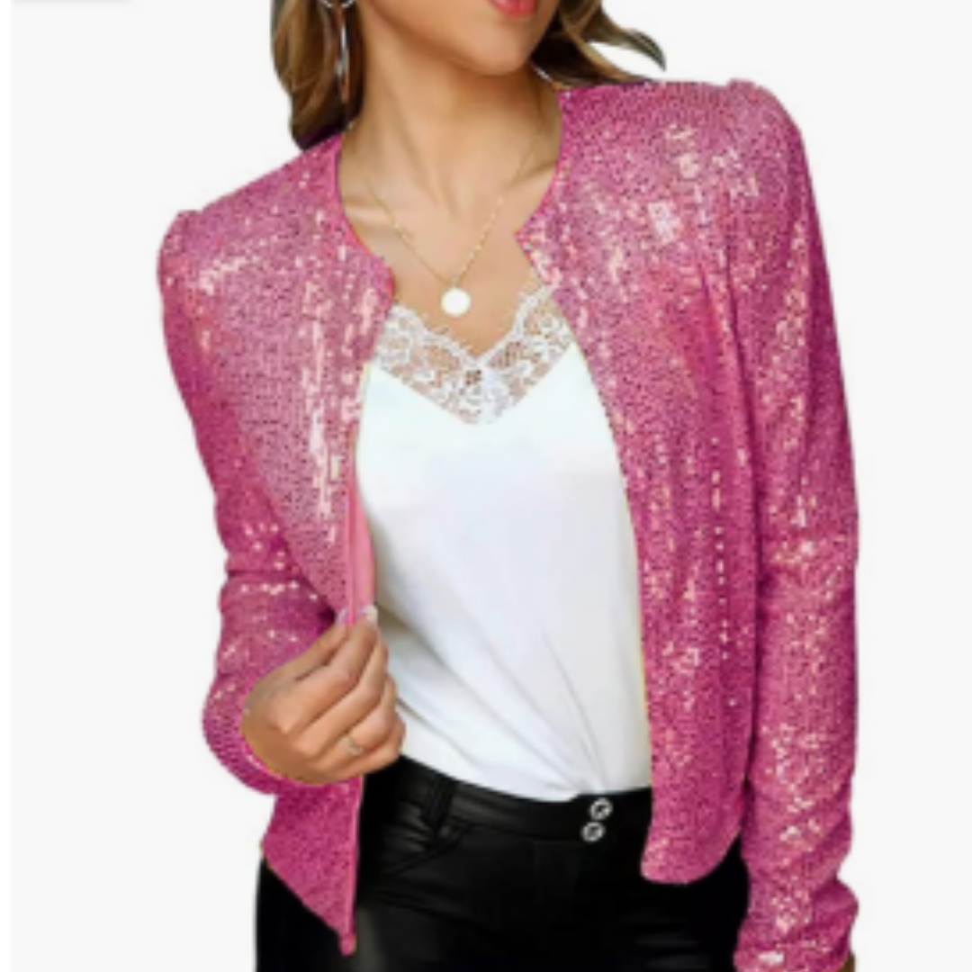 Sofia - Damen Glitzerjacke Pailletten Blazer