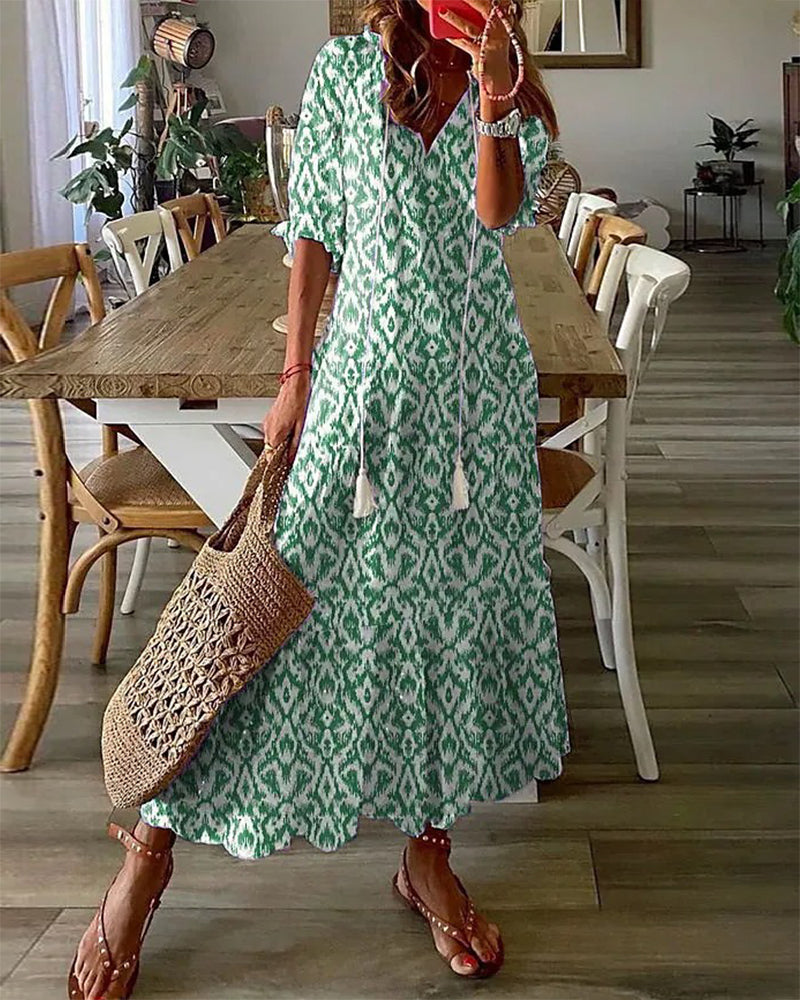 Lina – Damen Midikleid mit Musterdesign