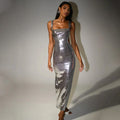 Alma – Glänzendes figurbetontes Damen Maxikleid