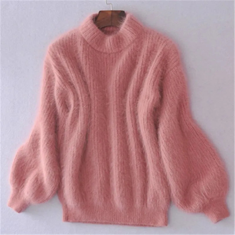 Sophia - Damen kaschmir Strickpullover mit Ballonärmeln