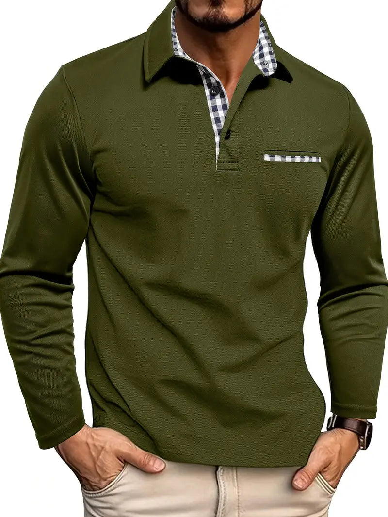 Marek – Herren-Longsleeve-Poloshirt mit Modernem Kontrastdesign