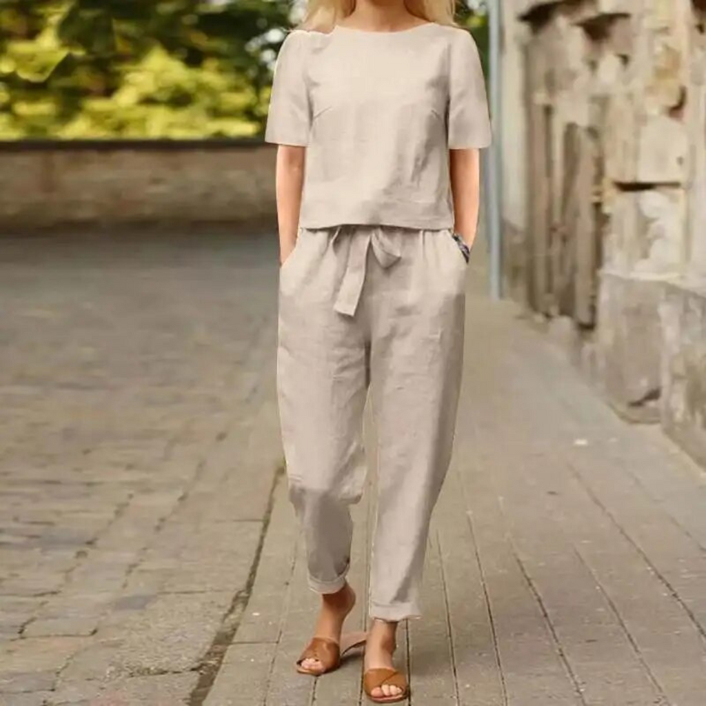 Anna – Lässiges Leinen Zweiteiliges Set