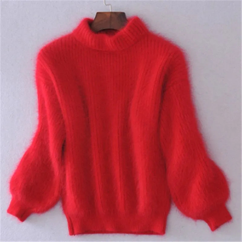 Sophia - Damen kaschmir Strickpullover mit Ballonärmeln