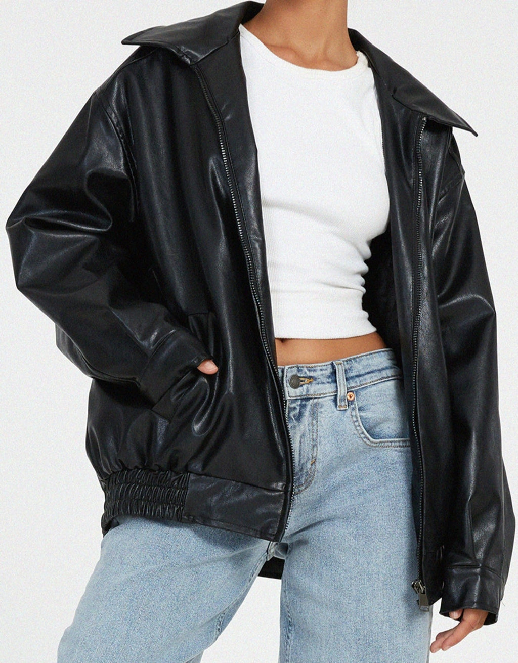 Leonie – Kunstleder Jacke Damen Oversize