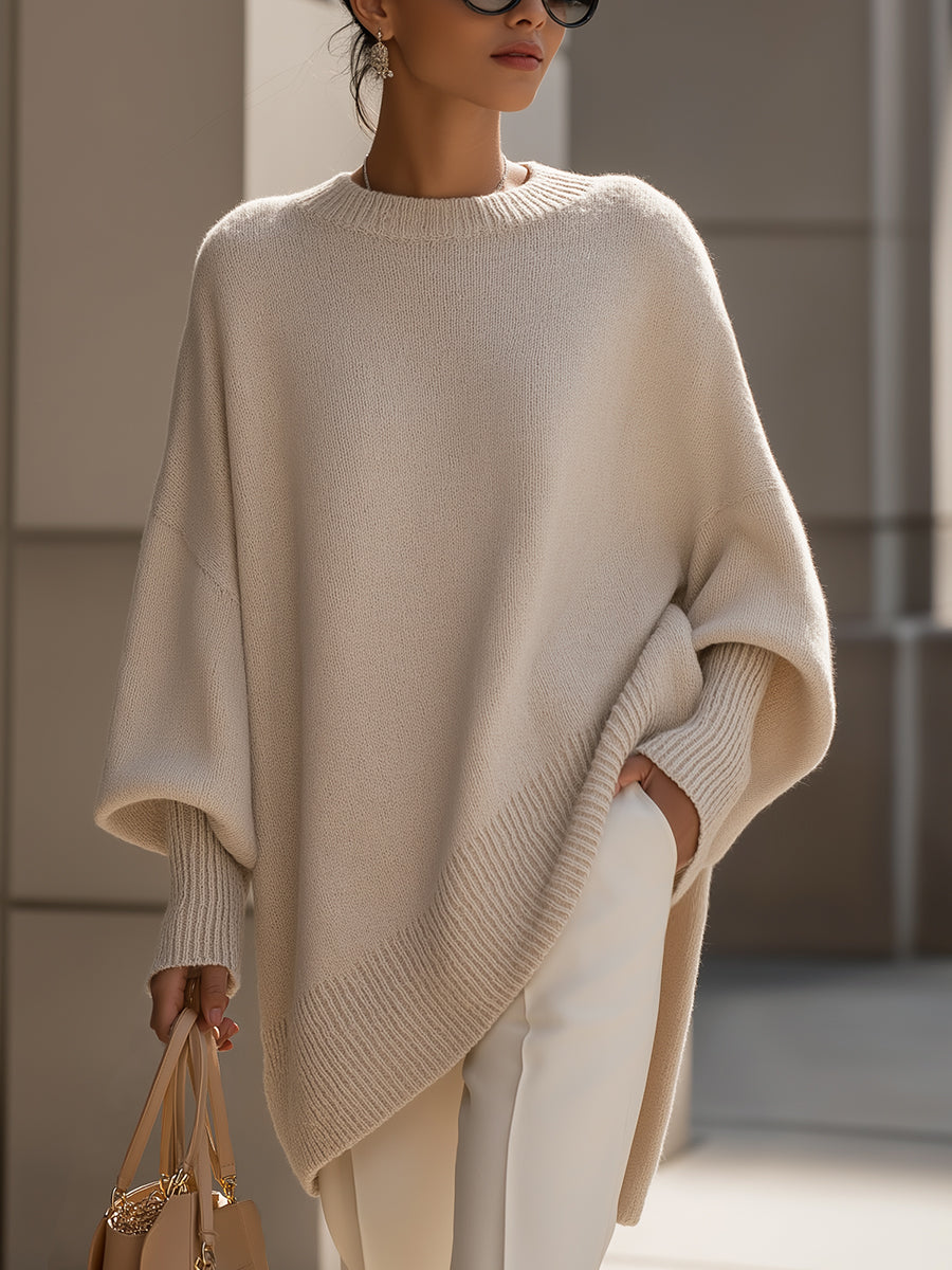 Isabella – Eleganter ponchoartiger Strickpullover