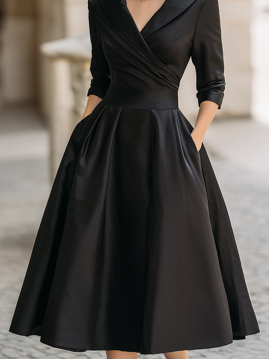 Karina – Damen Midi Kleid mit Schalkragen - 6 - Annoboutique