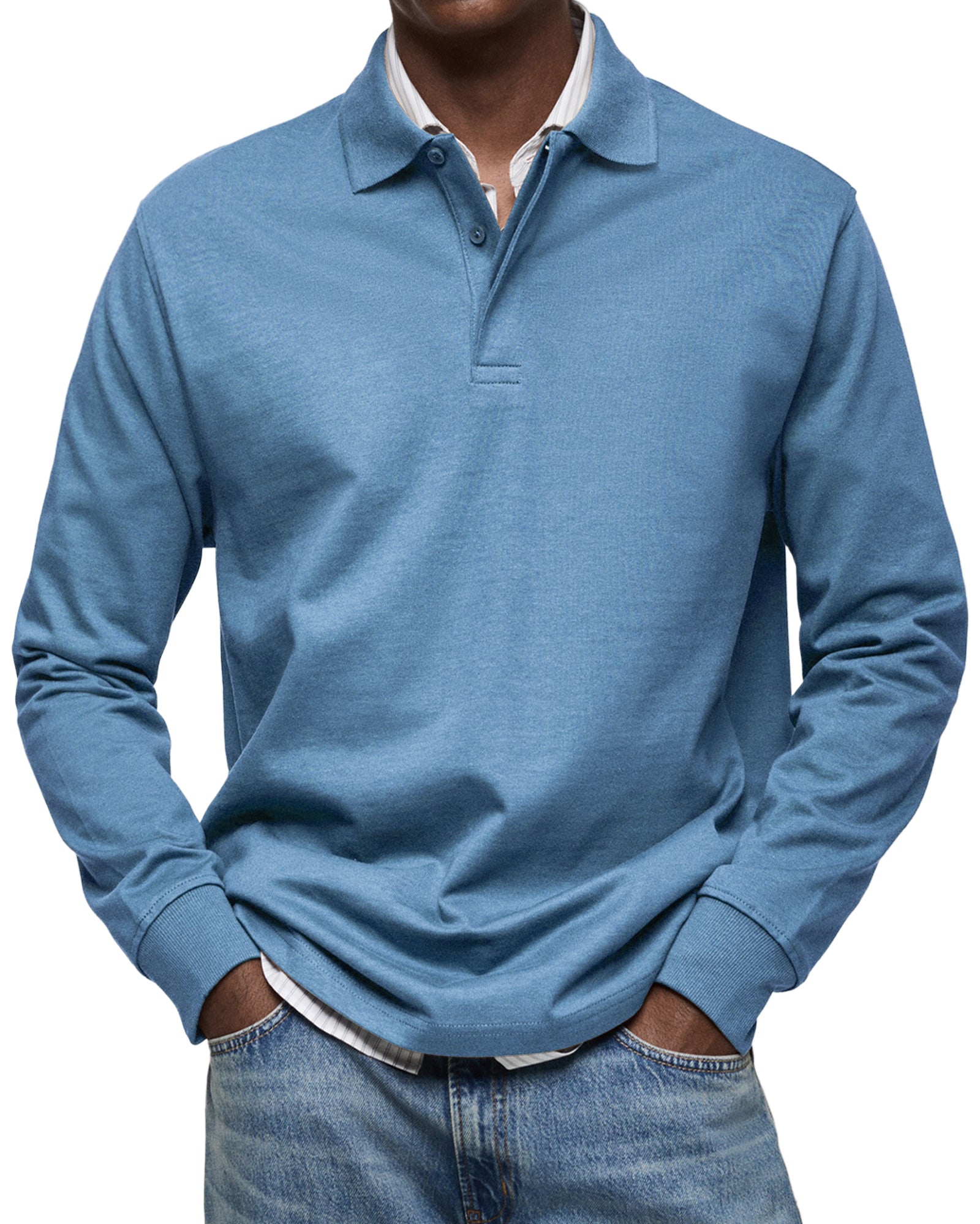 Ethan – Klassisches Herren Langarm-Poloshirt mit Knopfleiste