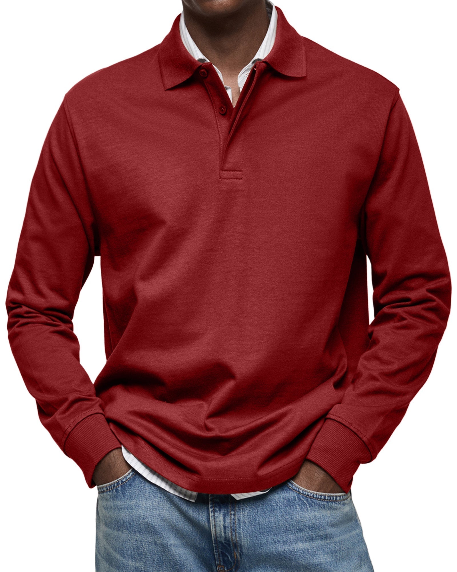 Ethan – Klassisches Herren Langarm-Poloshirt mit Knopfleiste
