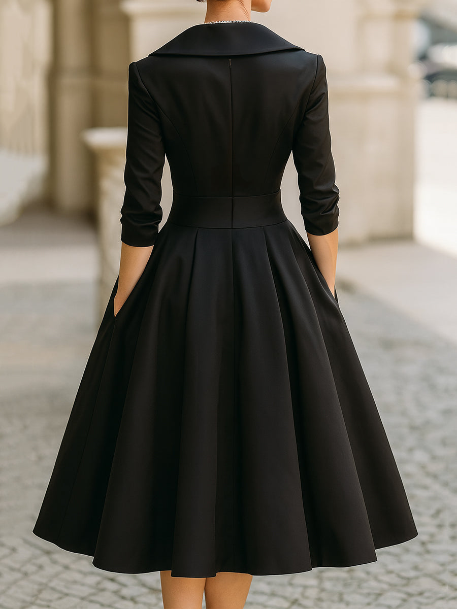 Karina – Damen Midi Kleid mit Schalkragen - 7 - Annoboutique