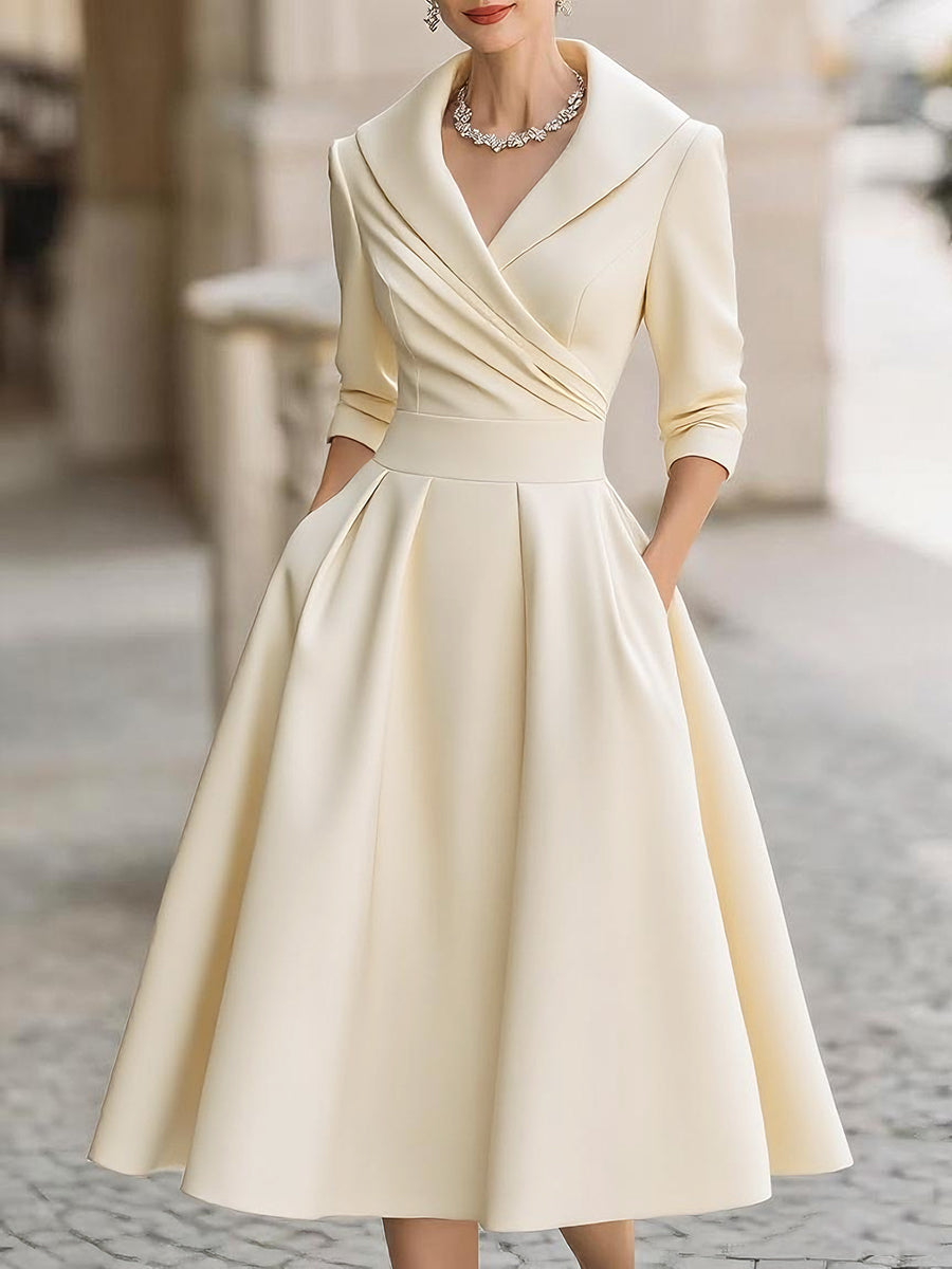 Karina – Damen Midi Kleid mit Schalkragen - 4 - Annoboutique