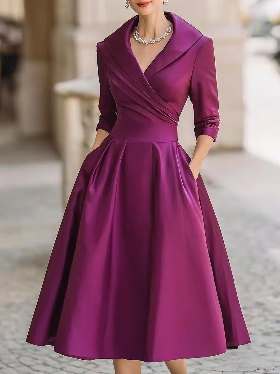 Karina – Damen Midi Kleid mit Schalkragen - 5 - Annoboutique