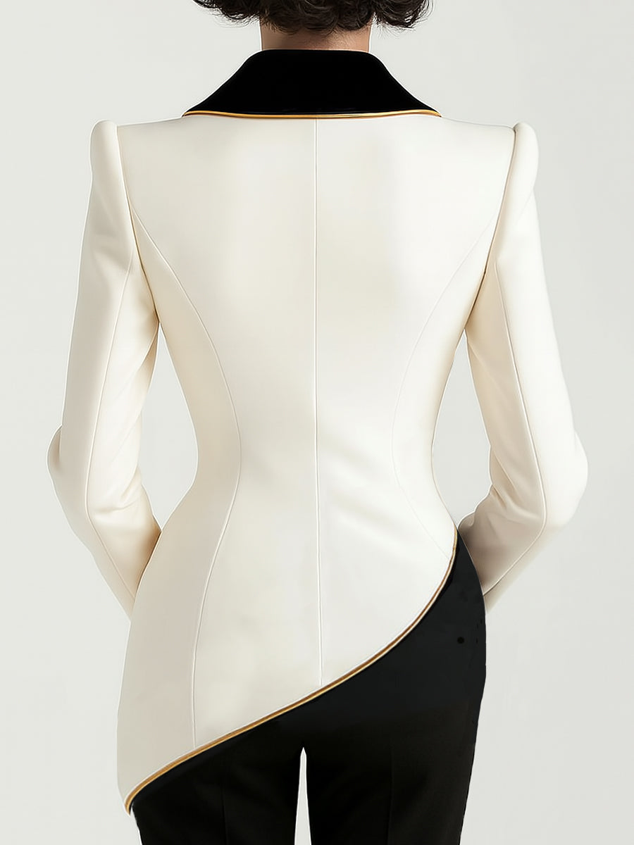 Isabelle – Asymmetrischer Blazer mit Kontrastkragen für Damen