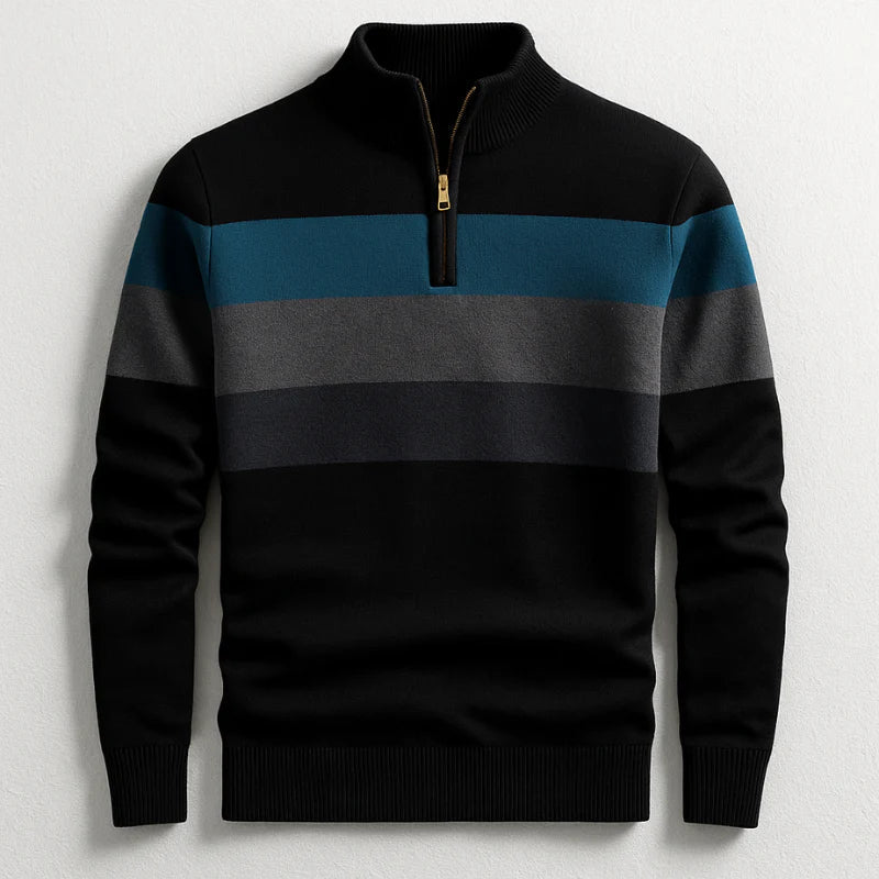 Marek – Herren-Halbzippullover mit Modernem Streifen-Design