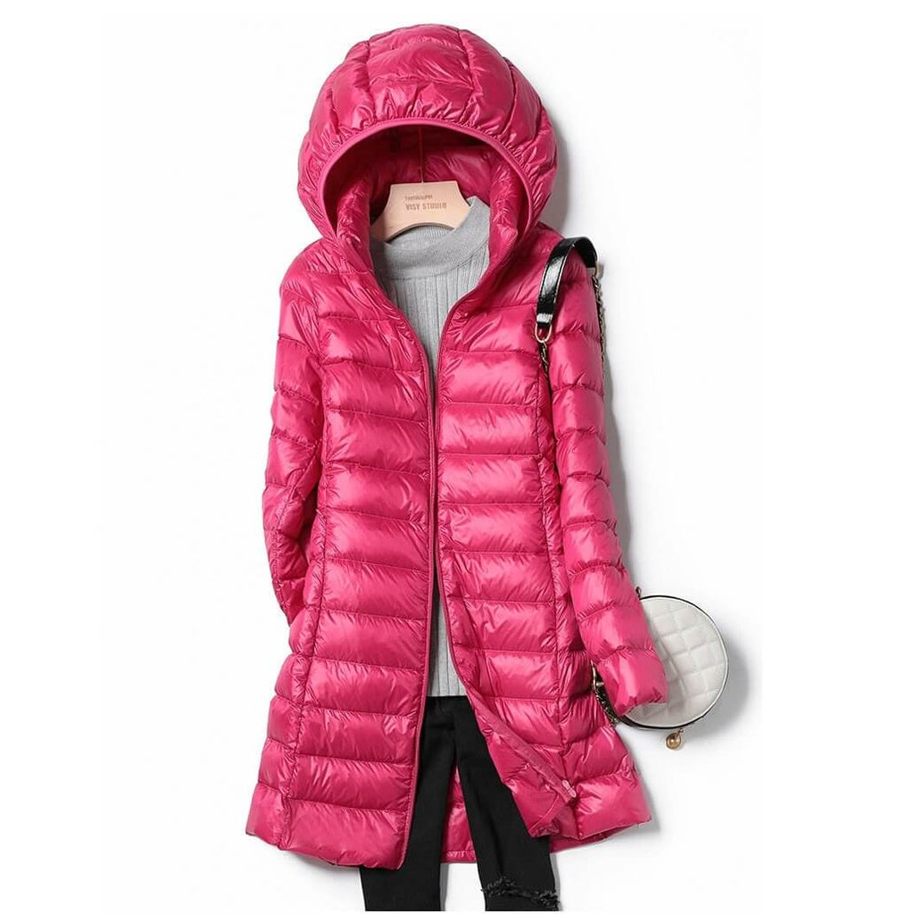 Lina - Damen Steppmantel mit Kapuze langarm Winter