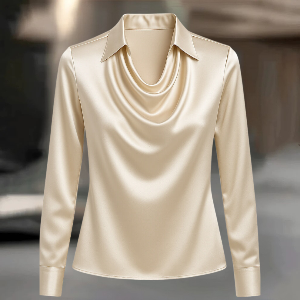Karolina – Satinbluse mit Wasserfallkragen Damen