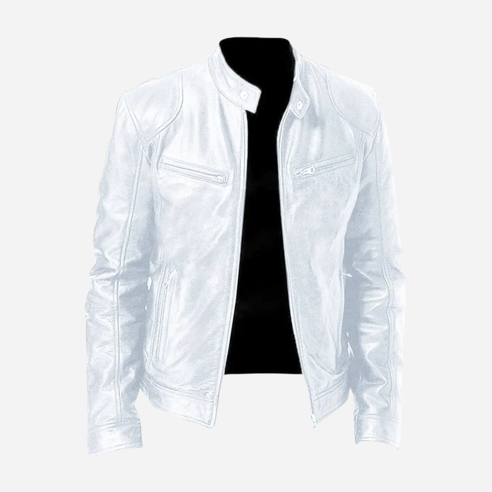Diego - Herren Lederjacke im Biker-Stil mit Stehkragen