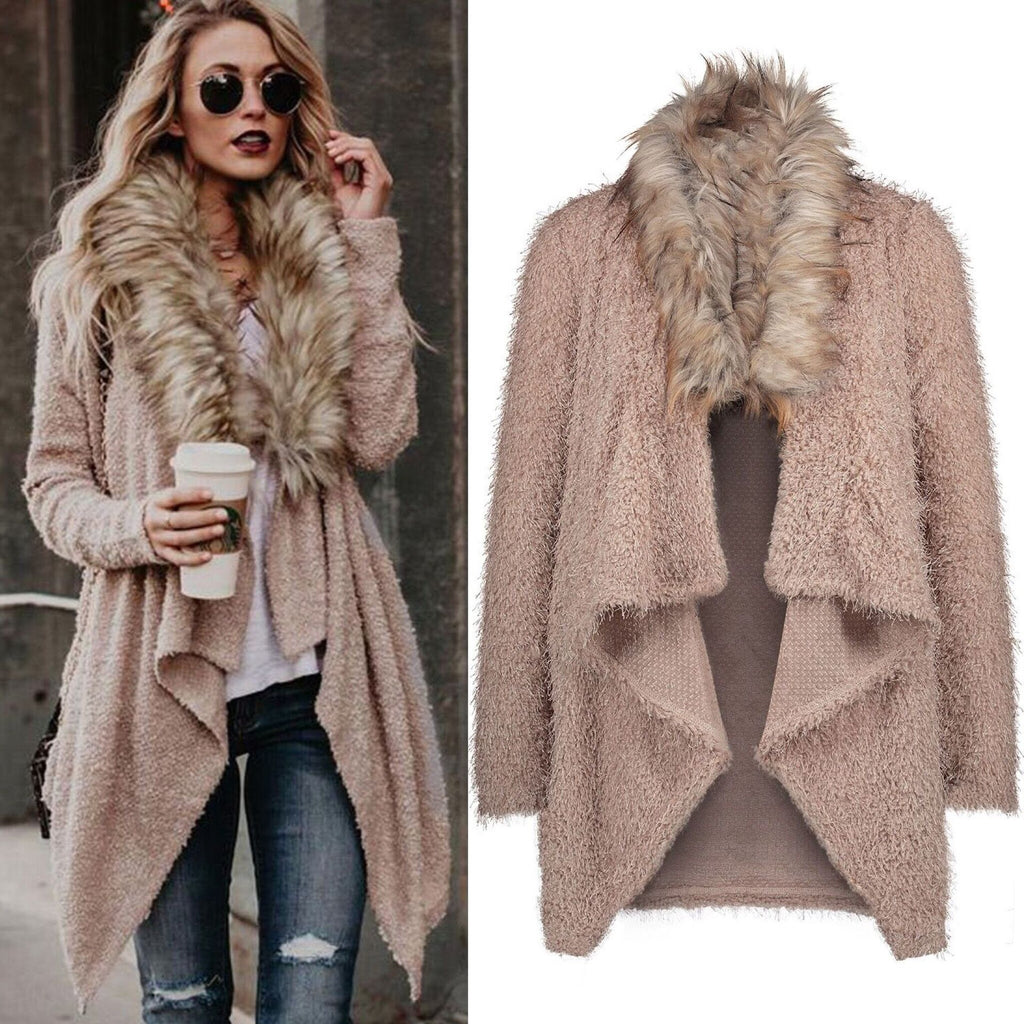 Elise – Damen Teddyjacke mit Kunstpelzkragen