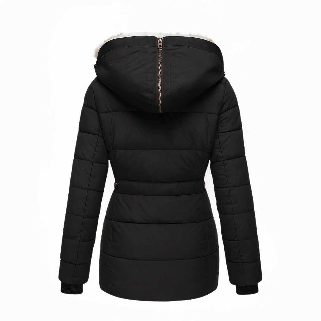 Lena – Gefütterte Winterjacke mit Fellkapuze im modernen Damen-Look