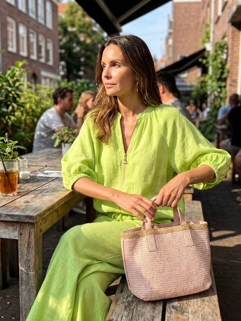 Damen Set bestehend aus Oberteil mit Puffärmeln und weitgeschnittener Hose - J&B - 12 - Annoboutique