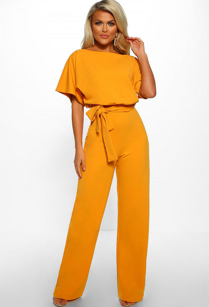 Soraya – Damen Jumpsuit mit Taillengürtel und weitem Bein