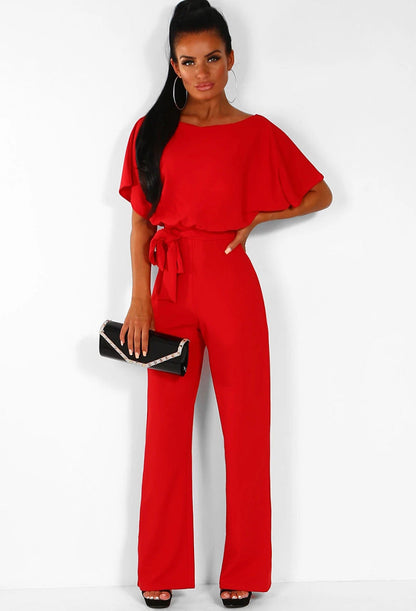 Soraya – Damen Jumpsuit mit Taillengürtel und weitem Bein