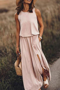 Katrin – Maxikleid für Damen, locker geschnitten, mit Schlitz