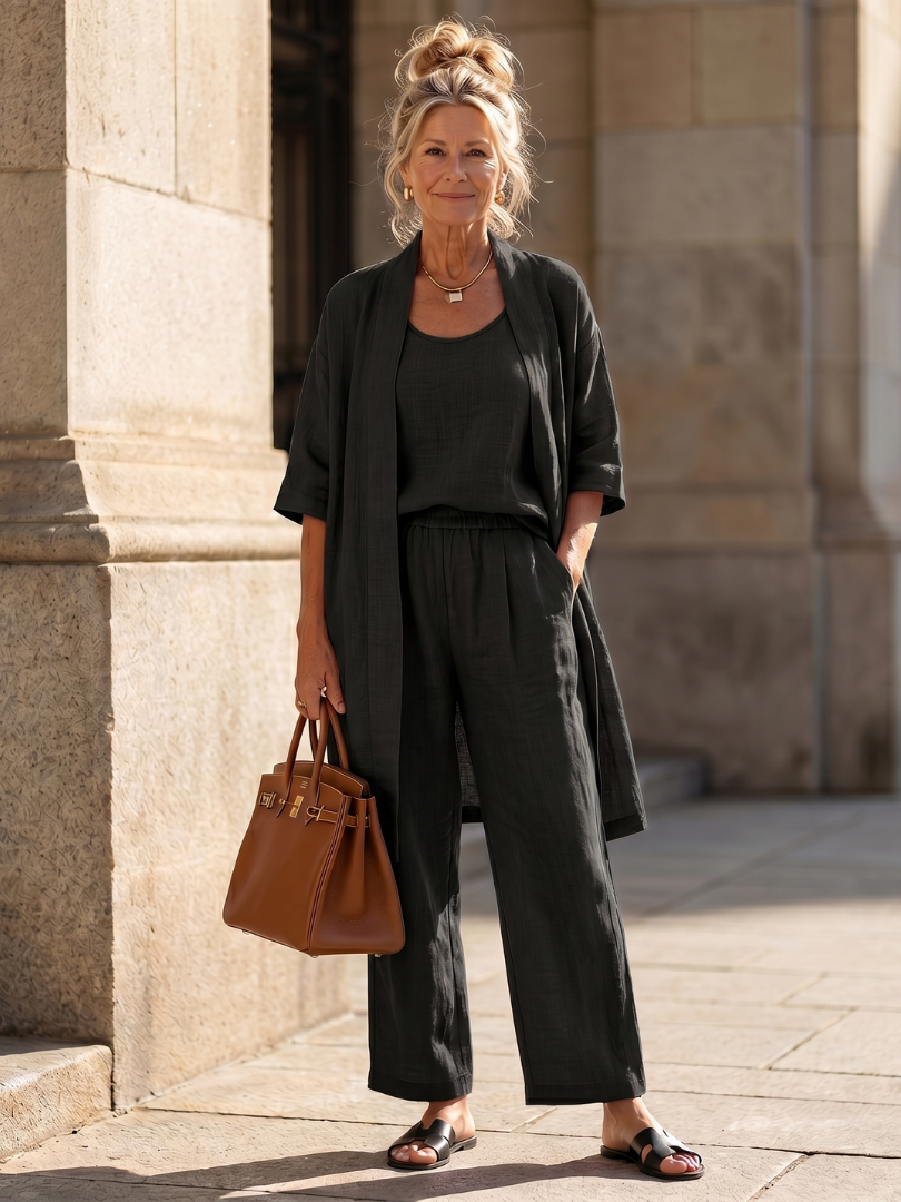 Damen Zweiteiliges Outfit mit lässigem Oberteil und bequemen Hosen - J&B - 15 - Annoboutique