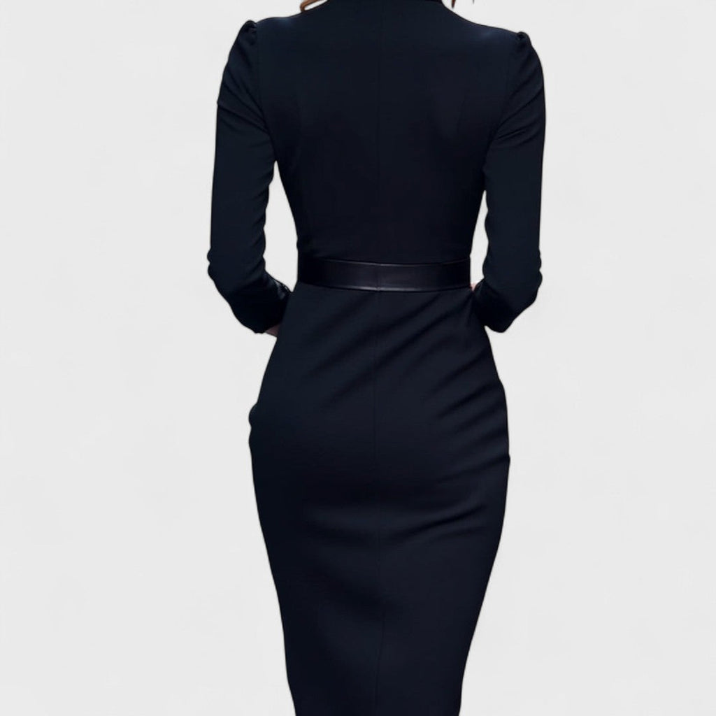 Rebeca – Elegantes Damen Bleistiftkleid mit Gürtel & V-Ausschnitt