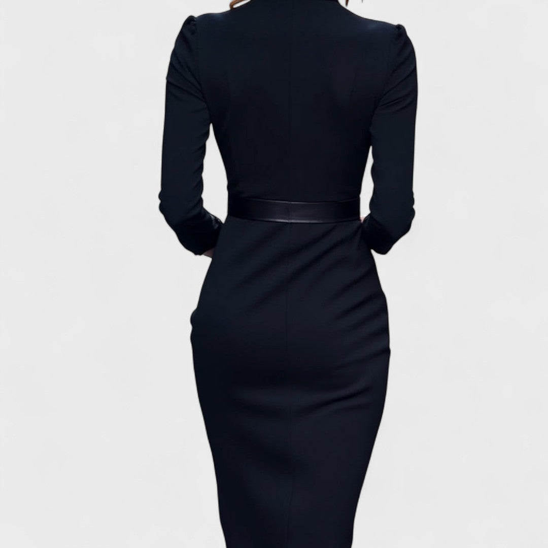 Rebeca – Elegantes Damen Bleistiftkleid mit Gürtel & V-Ausschnitt