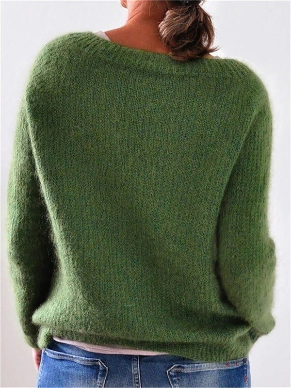 Livia - Damen  Kaschmir Strickpullover aus Flauschgarn langarm Winter