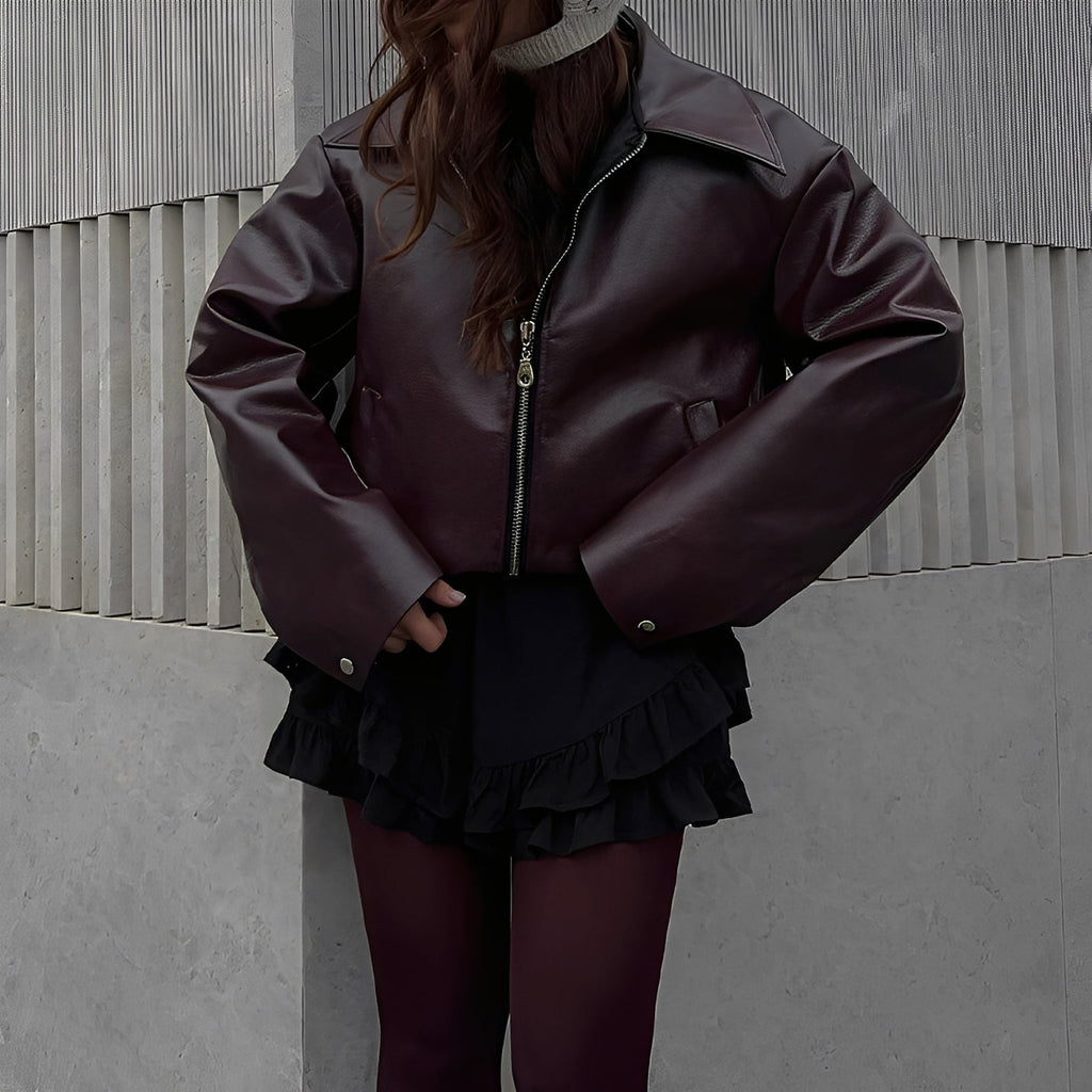 Camila – Damen Oversize Lederjacke