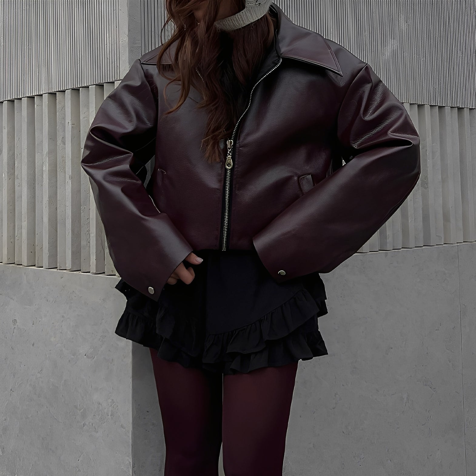 Camila – Damen Oversize Lederjacke