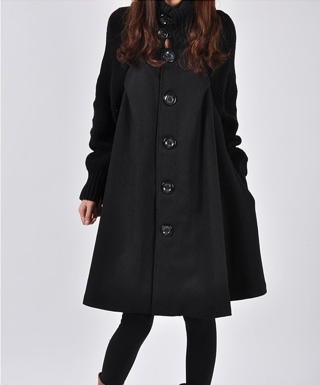 Mira – Damen Mantel mit Strickärmeln und Stehkragen