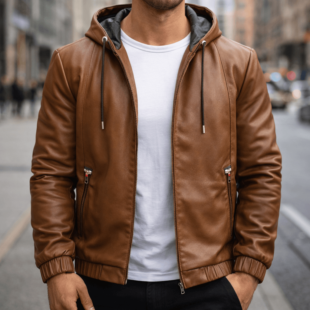 Herren Bomberjacke mit Kapuze - Bequemer Schnitt und Reißverschluss - J&B - 1 - Annoboutique