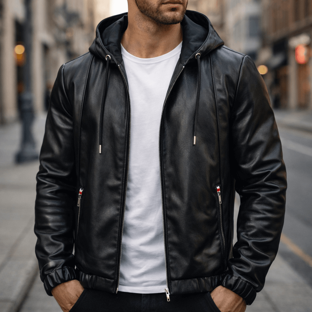 Herren Bomberjacke mit Kapuze - Bequemer Schnitt und Reißverschluss - J&B - 4 - Annoboutique