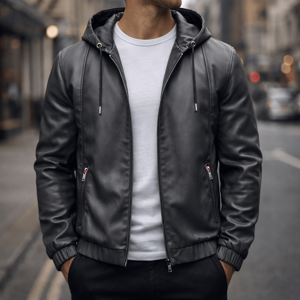 Herren Bomberjacke mit Kapuze - Bequemer Schnitt und Reißverschluss - J&B - 6 - Annoboutique