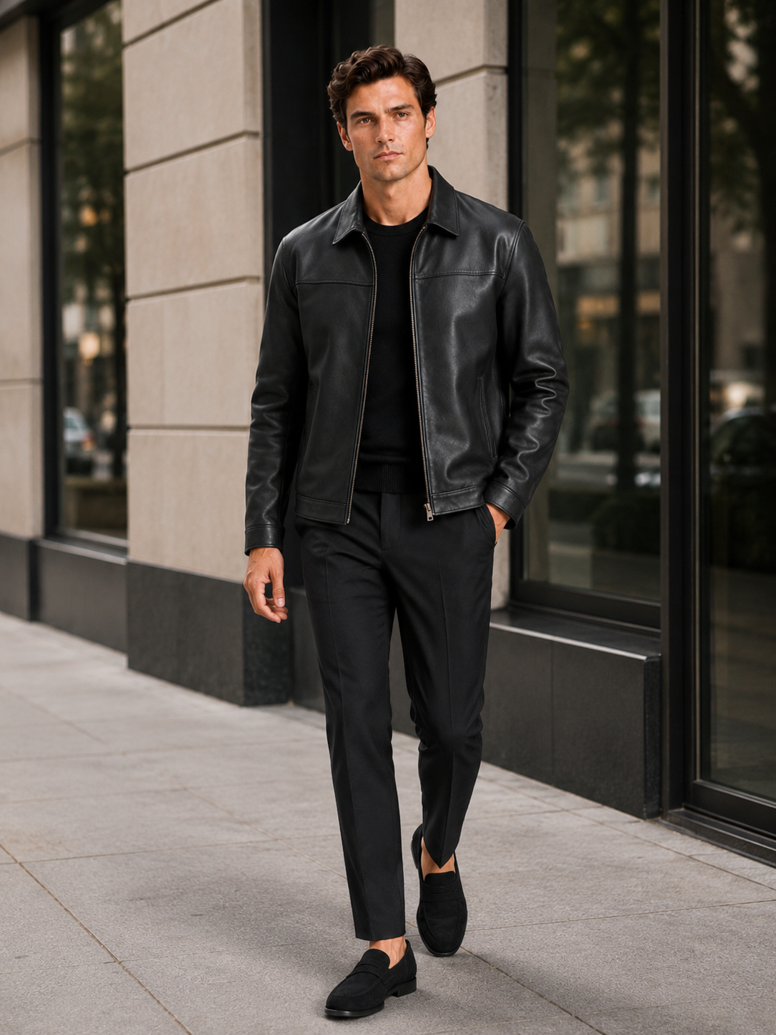 Elegante Herren Lederjacke mit klassischem Design und hochwertigem Reißverschluss - J&B - 12 - Annoboutique