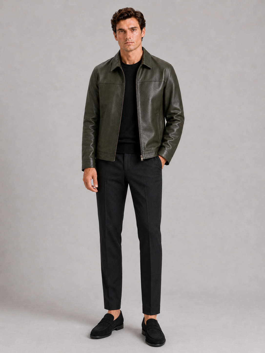 Elegante Herren Lederjacke mit klassischem Design und hochwertigem Reißverschluss - J&B - 15 - Annoboutique
