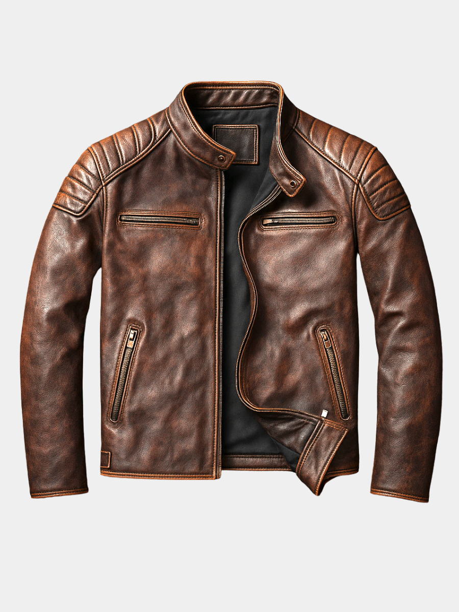 Herren Lederjacke – Stilvolle Passform mit gesteppten Schultern von J&B - 1 - Annoboutique