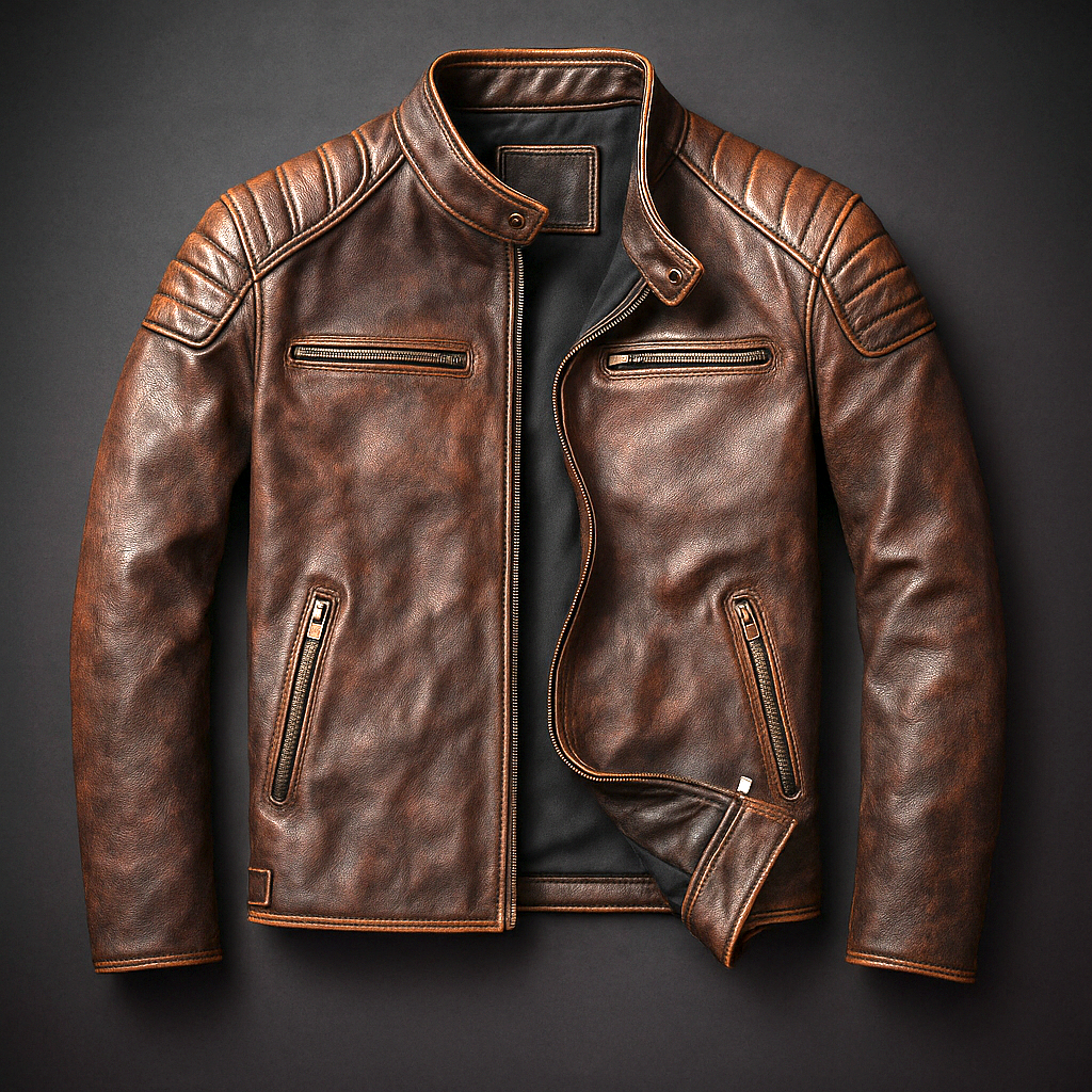 Herren Lederjacke – Stilvolle Passform mit gesteppten Schultern von J&B - 2 - Annoboutique