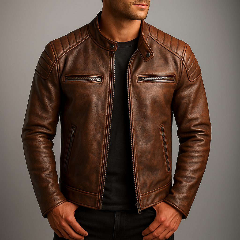 Herren Lederjacke – Stilvolle Passform mit gesteppten Schultern von J&B - 6 - Annoboutique