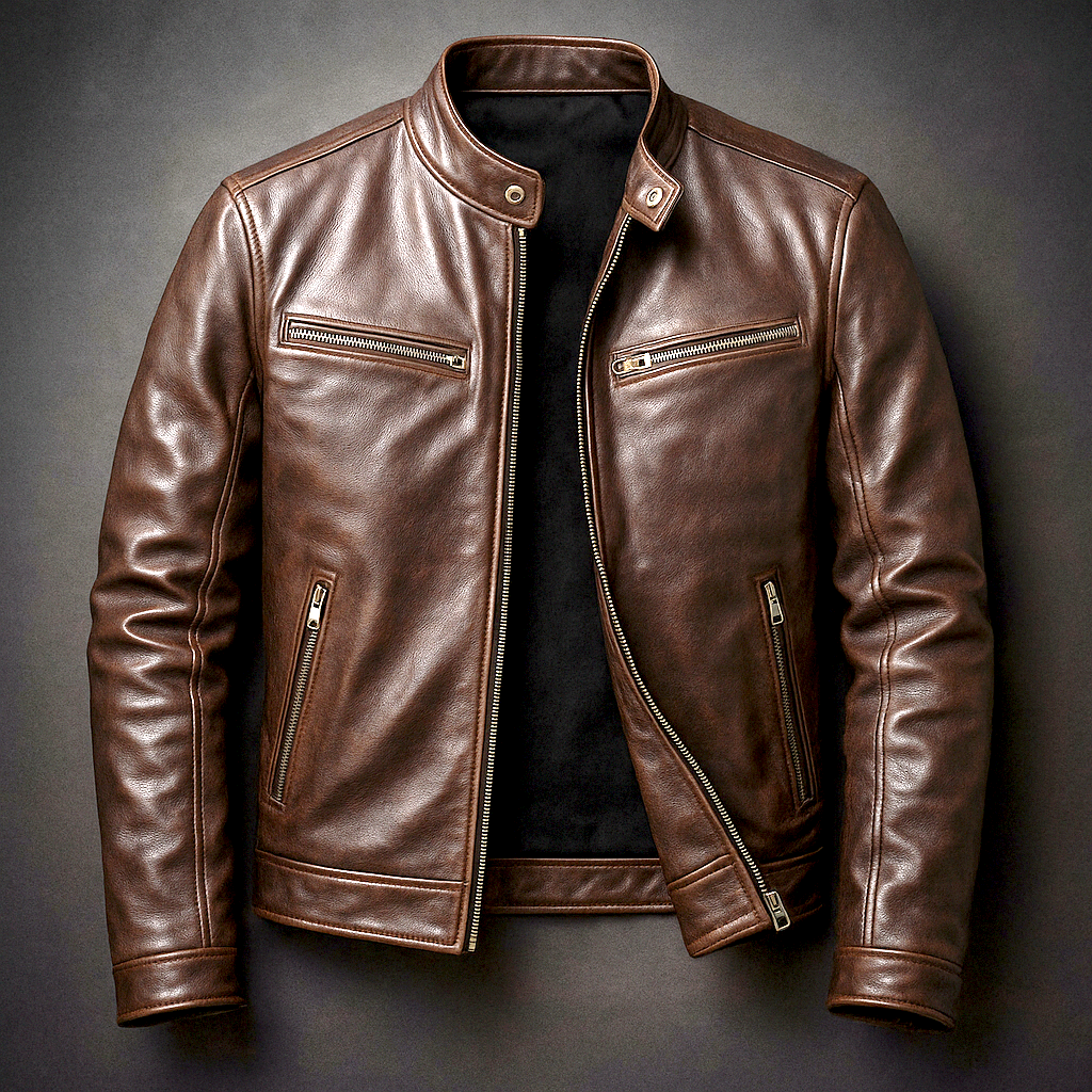 Herren Lederjacke – Zeitloser Stil mit strukturiertem Design - J&B - 1 - Annoboutique