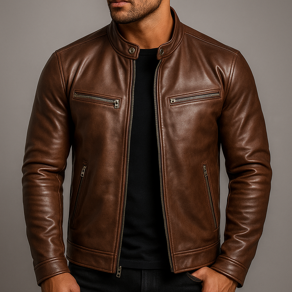 Herren Lederjacke – Zeitloser Stil mit strukturiertem Design - J&B - 6 - Annoboutique