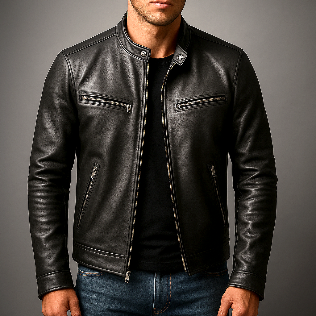 Herren Lederjacke – Zeitloser Stil mit strukturiertem Design - J&B - 7 - Annoboutique