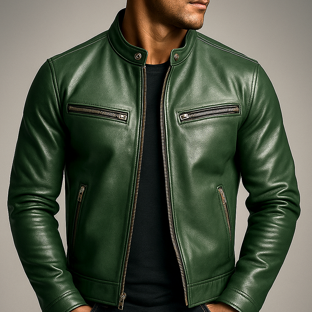 Herren Lederjacke – Zeitloser Stil mit strukturiertem Design - J&B - 8 - Annoboutique