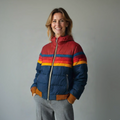 Modische Damen Steppjacke mit buntem Streifen-Design und praktischem Reißverschluss - J&B - 1 - Annoboutique
