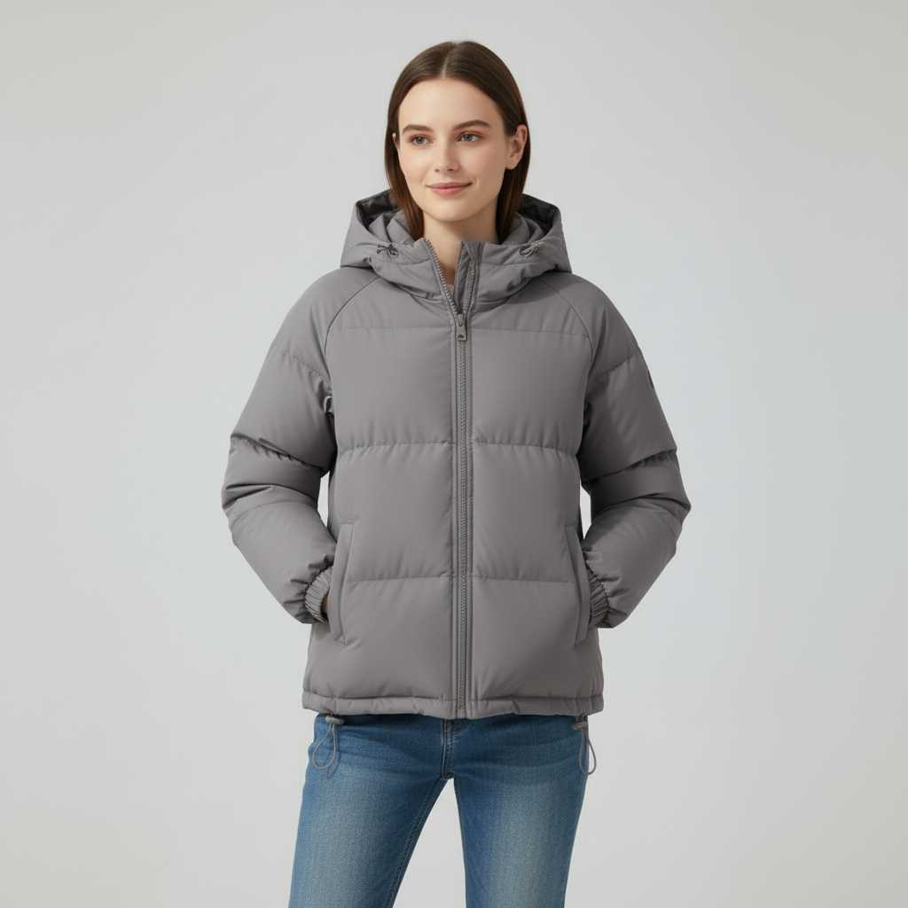 Damen Kapuzen-Steppjacke mit Frontreißverschluss - J&B - 20 - Annoboutique